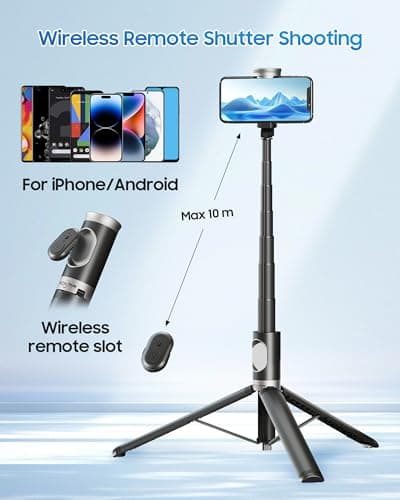 ACKIMA 67" Selfie Stick Tripod, All in One Phone Tripod with Wireless Remote, Extendable Compact Tripods Portable Travel Stand for iPhone Android Selfie/Video Recording/Live Stream/Vlog - Thumbnail 4