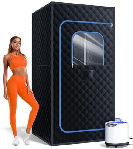 pikulLA Portable Steam Sauna for Home | 71" Full Body Sauna Tent with 1200W 3L Steamer, 15 Heat Levels, Timer & Remote Control, Foldable Chair | Large Size for Adults, VOC-Free - Image 1