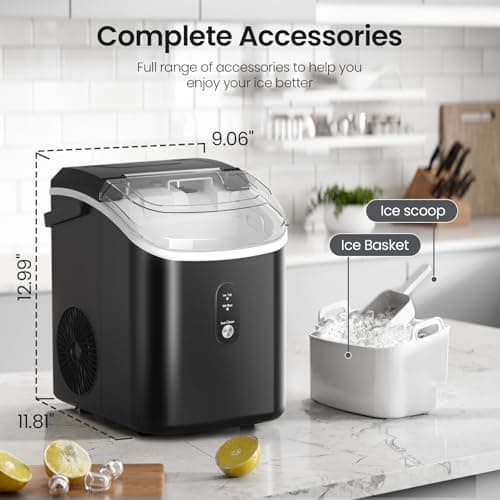 Crzoe Nugget Ice Maker Countertop with Self-Cleaning Function, Sonic Ice Machine with Handle, 35Lbs/24H, Compact Design for Home/Office Use(Black) - Thumbnail 6