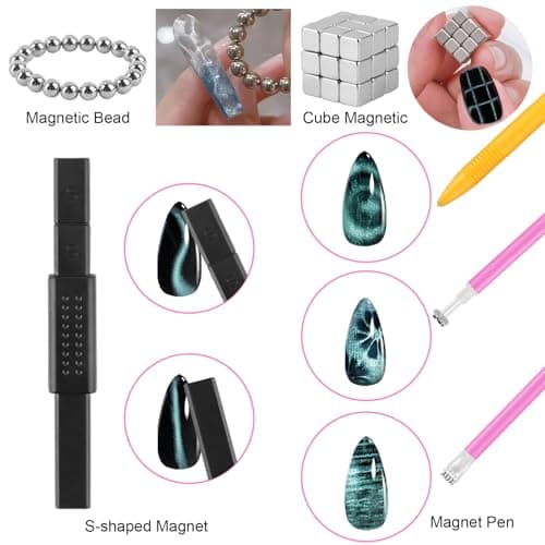 TOROKOM Cat Eye Magnetic for Nails, 54PCS 3-in-1 Cat Eye Gel Nail Polish Magnet Tools Powerful Set Multiple Style Nail Magnets French Heart Beads Nail Art Tools for Nail Art Designs - Thumbnail 4