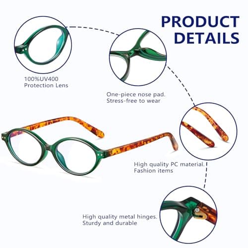 YDAOWKN Oval Blue Light Blocking Glasses for Women Men,Glasses Frame Bluelight for Gaming/Computer/Screen - Thumbnail 4