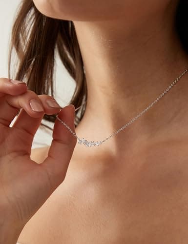 EAMTI 925 Sterling Silver Necklace for Women Cubic Zirconia Simple Pendant Necklace Dainty Jewelry Gifts for Women Birthday/Anniversary Day/Valentine’s Day - Thumbnail 5