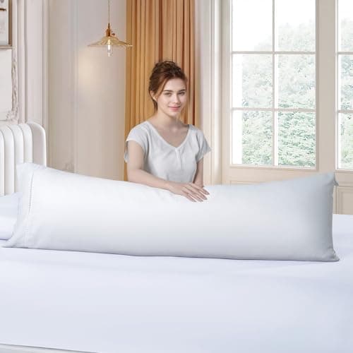 LOVSTOY Cooling Pillow Cases Body Size, Breathable Cool Pillowcases for Hair Skin and Hot Sleepers, Soft Silky Summer Pillow Cover with Envelope Closure, White, 20"x54" - Thumbnail 2