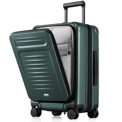 Coolife Carry On Luggage Suitcase : 22x14x9 Airline Approved Travel Luggage with Spinner Wheels, Front Pocket Expandable Hardshell Suitcases with TSA Lock Green - Image 1
