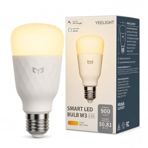 YEELIGHT Smart Light Bulbs, Warm White Dimmable LED Light Bulb 60W Equivalent, 900LM, E26, 2700K, Timing Function, WiFi & Bluetooth LED Bulbs, APP Control Work with Alexa and Google Assistant, 1 Pack - Image 1