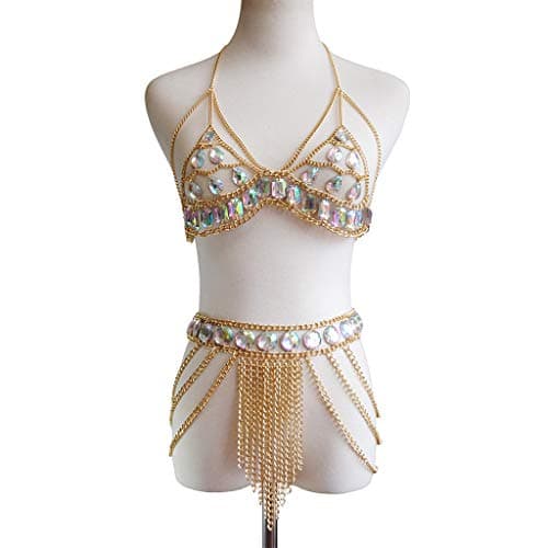 Connie Cloris Women's Sexy Suit Body Chain (E-Gold Colour) - Thumbnail 4