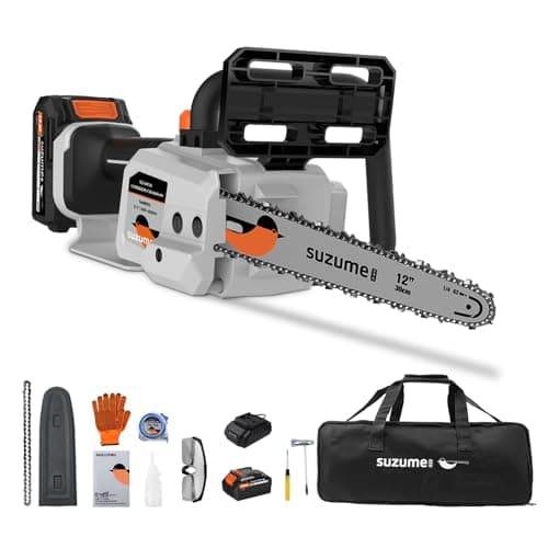 SUZUME Battery Chainsaw 12 Inch, 21V 2x4.0Ah Batteries 2 x Chains Electric Chain saw Cordless with 33 Ft/s Powerful Cutting Auto Oiling for Pruning Fallen Tree Cleaning Wood Cutting DIY - Image 1