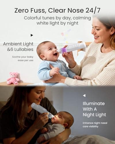 GROWNSY Nasal Aspirator for Baby, Upgraded 5 Suction Levels Baby Nose Sucker, IPX7 Waterproof Electric Nose Suction for Baby, Booger Sucker for Toddlers with Automatic Cleaning &Music &Light Functions - Thumbnail 3