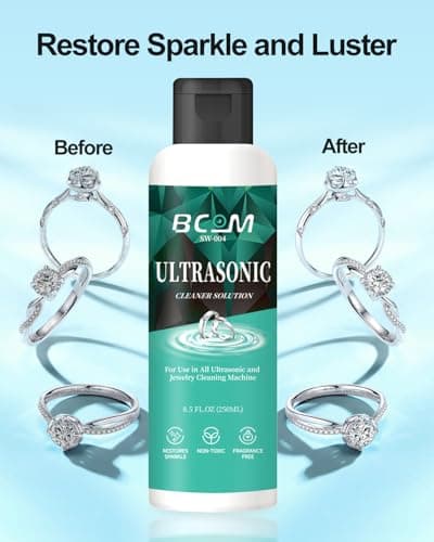 Ultrasonic Jewelry Cleaner Solution, Jewelry Cleaner Great for Use in All Ultrasound Machines, Eyeglass and Rings, Effective Cleaning Solution for Gold, Silver, Platinum, Diamonds, and Watch (8.5 oz) - Thumbnail 2