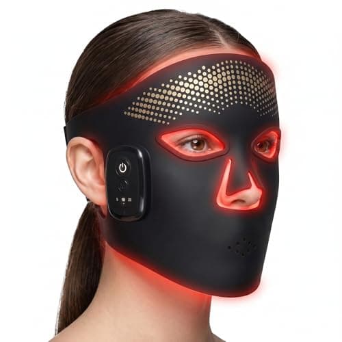 SIWEIYIN Red Light Therapy for Face, Cordless 4 Modes LED Face Mask with 850NM Infrared - Red, Blue, Amber & Purple Light, 2000mAh Rechargeable Remote, Timing Function for At-Home & Travel - Image 1