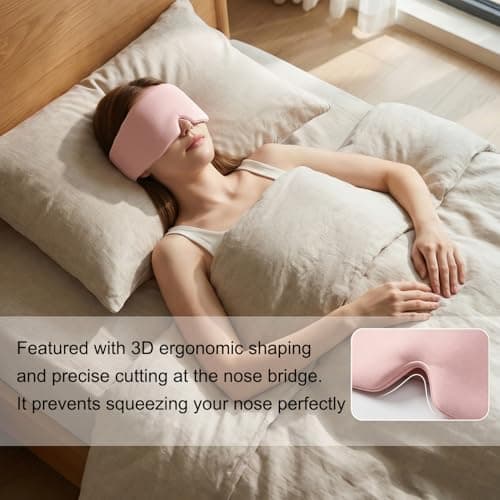 SilkCielo Weighted Eye Mask for Sleeping Perfect for Women Migraines and Relaxation Eye Pillow Eyes Blanket - Pink - Thumbnail 3