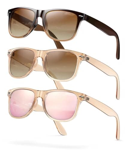 QALLY Polarized Sunglasses Womens Square Womens Sunglasses Trendy Classic Retro Sun Glasses Fashion UV400 Protection 3 Pack - Image 1