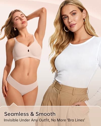 LetsJoli Jelly Bras for Women Wireless No Underwire Seamless Support Comfortable Tshirt Bras Early Fall Fashion(Creamy Skin,2XL) - Thumbnail 5