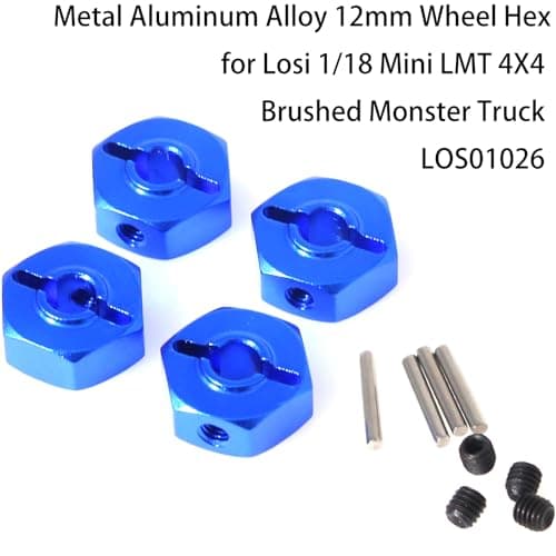 12mm Wheel Hexes for Front Rear Aluminum for Losi 1/18 Mini LMT 4X4 Brushed Monster Truck Replacement for Los212050 Upgrade Parts Wheel Hexes and Pin for Losi - LOS01026 1/18 Mini LMT Monster (Blue) - Thumbnail 4