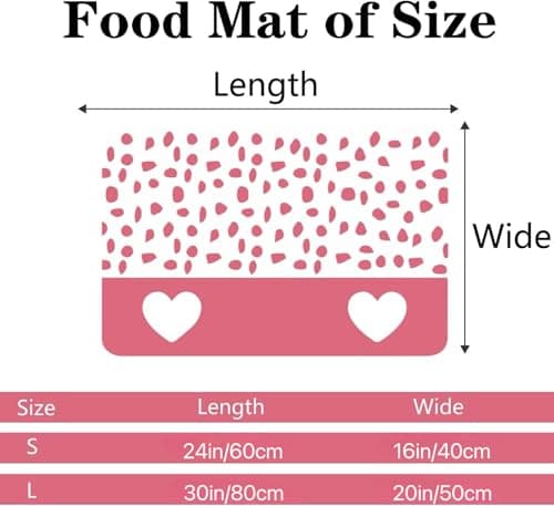 Personalized Dog & Cat Food Mat with Name Waterproof PU Pet Bowl Mat Non-Slip Rubber Bottom Easy Clean Available in(24"×16", 30"×20", 36"×24") | Pet Feeding Mat for Food & Water (Pink Love) - Thumbnail 6