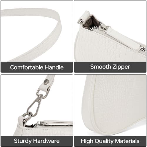 Goinsound Crocodile Purse Shoulder Purse for Women Wedding Purse White Designer Purse for Women for Going Out - Thumbnail 6