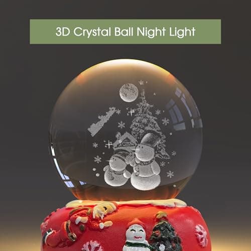 L LOHAS LED 3D Crystal Ball Night Light-Laser Engraved Snowman with Red Holiday Base,Cute & Funny Christmas Night Light for Kids, 3000K Warm White for Christmas Party Decor - Thumbnail 2