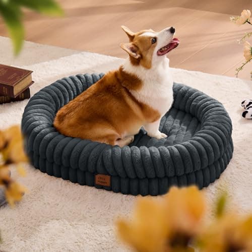 ChiXnuggle Orthopedic Dog Bed for Large Dogs, Waterproof Faux Rabbit Fur Dog Couch with Egg Crate Foam Support and Washable Removable Cover, Bolster Pet Sofa with Non-Slip Bottom, 35x28x7, Dark Grey - Thumbnail 3