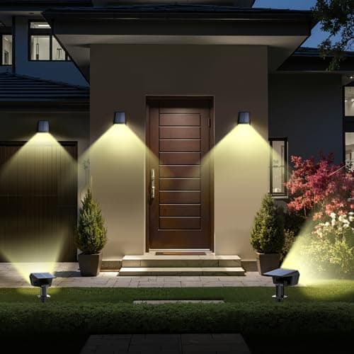 TECKNET Spot Lights Outdoor with 59 LED, 4 Pack Solar Lights Outdoor Waterproof IP65, Auto On/Off Solar Spot Lights, 3 Lighting Modes Solar Powered Garden, 2-in-1 Solars Landscape Light (Warm White) - Thumbnail 5