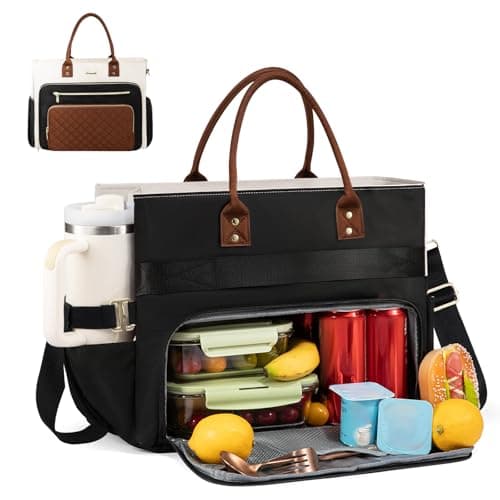 LOVEVOOK Lunch Tote Bag for Women, 3 in 1 Work Bag with Insulated Lunch Compartment & 40oz Large Cup Holder & Multi-Pockets, 15.6" Laptop Bag for Office/Daily/Travel, Gifts for Teacher Nurse Mom - Image 1