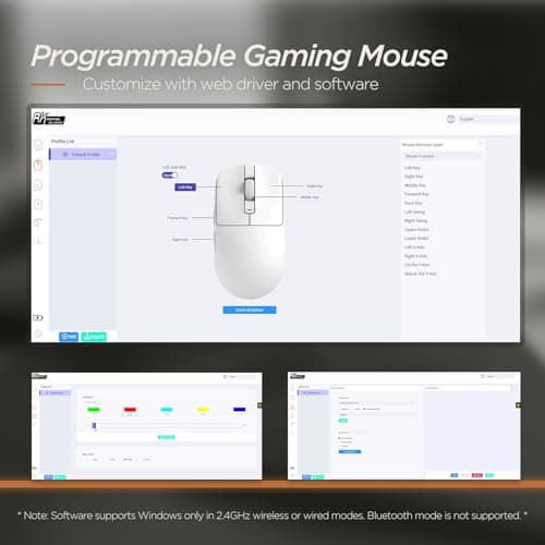 RK ROYAL KLUDGE RK MO3 Wireless Gaming Mouse, 48g Lightweight Computer Mouse, Bluetooth/2.4G/Wired Rechargeable PC Game Mice with Programmable Buttons, 6000 DPI, PAW3809 Sensor for Laptop/Mac, Black - Thumbnail 6