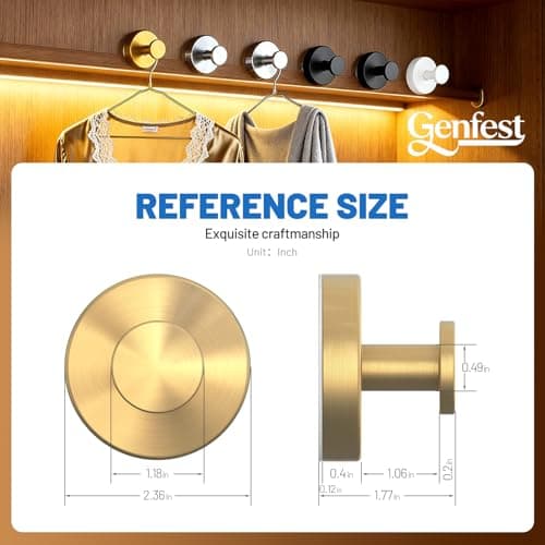 Genfest Suction Cup Hooks, Shower Hooks No Drill, Heavy Duty Wall Hooks for Hanging 15lbs, Reusable Waterproof Towel Hooks for Bathrooms Kitchen Glass Door Tile, Stainless Steel Hook Holder 6 Pack - Thumbnail 2