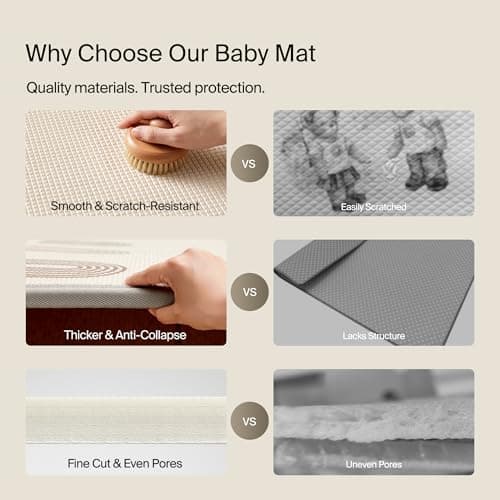 BEIESTATE Baby Play Mat for Crawling & Tummy Time, 79" x 55" Rollable Floor Mat, 0.6" Thickened XPE Foam, Seamless Waterproof Non-Slip Reversible Design for Babies, Toddlers & Kids - Thumbnail 5