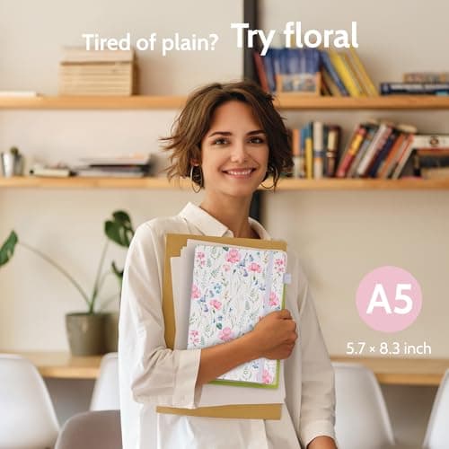 CAGIE Floral Lined Journal for Women – A5 Hardcover Leather Journal Notebook with 320 Pages, 100GSM Paper, College Ruled Notebook, Journaling Notebooks for Writing, Daily Notes - Thumbnail 6
