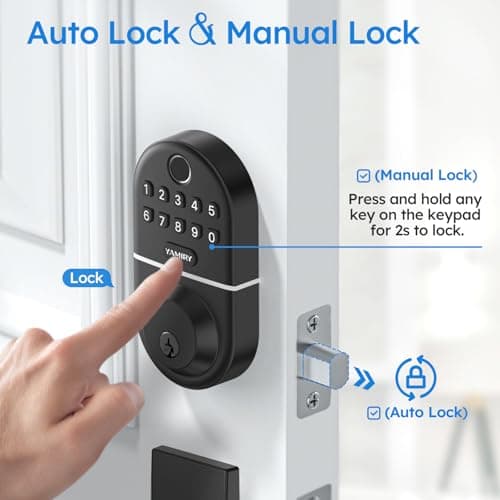 Yamiry Electronic Keypad Deadbolt, Fingerprint Door Lock,Keyless Entry Digital Lock for Front Door, Smart Deadbolt,Easy Installation - Thumbnail 4