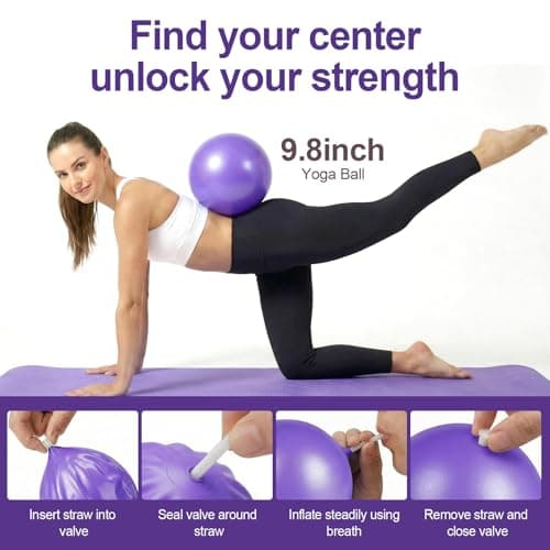 ElaraFit Home Pilates Ring and Ball Set for Women with 5 Resistance Bands 13 inch Magic Circle Workout Starter Kit for Beginners Full Body Toning 15 Min Daily Routine,Purple Mix - Thumbnail 6