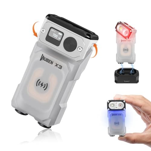 WUBEN X3 Mini Rechargeable Flashlight with Charging Base 180 Degree EDC Keychain Flashlight Twist Ip65 Waterproof Magnet Pocket Flashlights 10 Mode Type-C Lanyard for Camping, Outdoor,Inspection, Gift