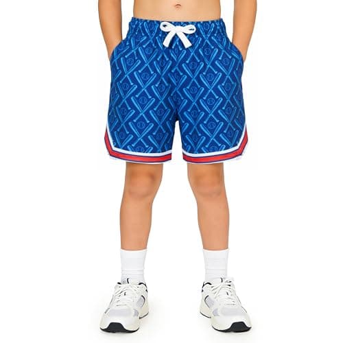 Cozople Boys Blue Athletic Shorts Size 8 9 Kids Strethcy Quick Dry Sun Protection Shorts with Pockets for Playing Sports