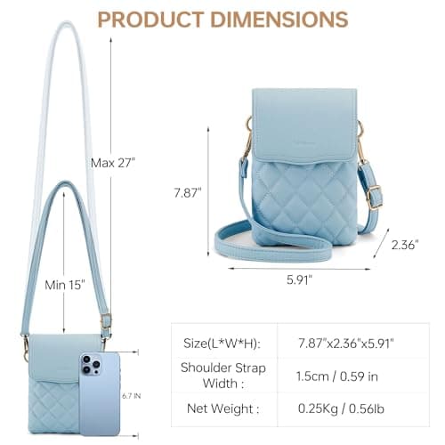 Goinsound RFID Crossbody Bags for Women Cell Phone Crossbody Bag with RFID Blocking Card Slots Light Blue - Thumbnail 5