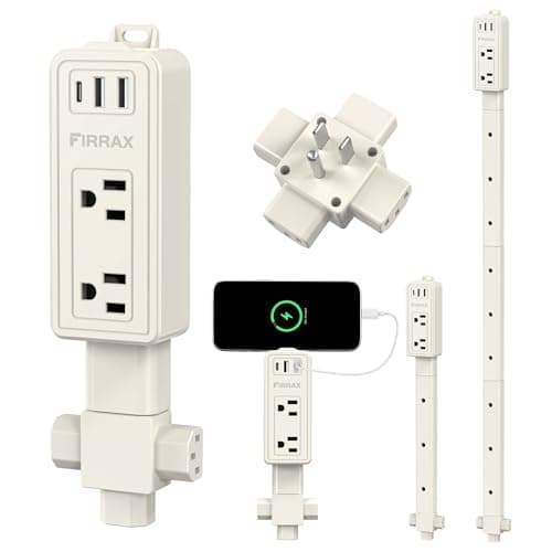 Electrical Outlet Extender Stick - Features USB-A, USB-C and 2 AC Outlets, Extends 6"-34" Extendable Outlet Extender with 4-Way Plug, Access Hard-to-Reach Outlets Behind Couches, Nightstands - 1 Pack - Image 1