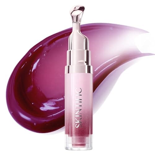SKINTIFIC Peptide Brightening Lip Serum, Hydrating & Plumping Tinted Lip Gloss, Moisturizing Lip Balm with Polypeptides & Squalane for Glossy Sheer, Smooth Lips(07U Berry Velvet) - Image 1