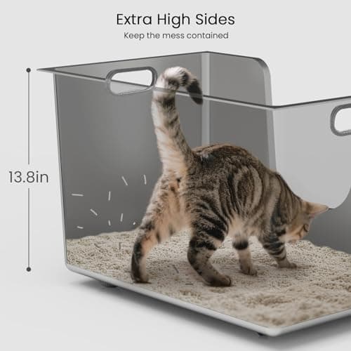 Enclosed Stainless Steel Cat Litter Box 13.8” High Sides, Extra Large Litter Box for Big Cats, XL Metal Kitty Litter Pan Pet Toilet with Wheels for Easy Mobility, Anti-Leakage, Non-Sticky, Easy Clean - Thumbnail 5