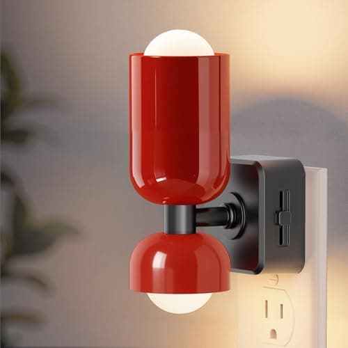L LOHAS LED Night Light, Night Lights Plug into Wall, 0-100LM Bathroom Night Light, Dusk to Dawn Dimmable Nightlight, Modern Metal Red Nightlight for Bedroom,Mirror Restroom - Image 1