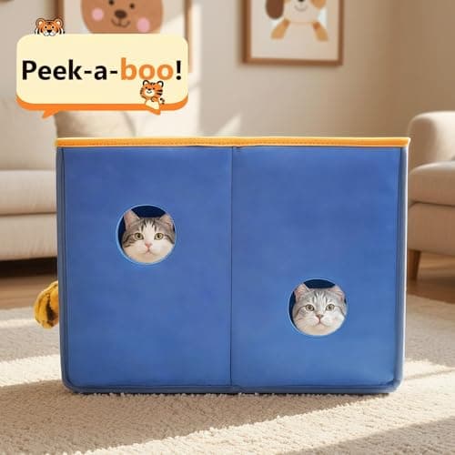 CWV Interactive Cat Toys for Indoor Cats, Kitten Toys with Scratch Pad， Cat Hideaway with Peekaboo Holes, Tiger Cat House Cave with Soft Pillow - Thumbnail 4