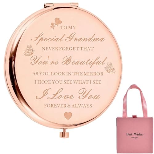 Atarvana Compact Mirror Gifts for Grandma with Gift Box, Rose Gold Compact Mirror for Nana, Nanny| Birthday, Mothers Day, Christmas, from Granddaughter, Grandson, Grandchildren - Image 1