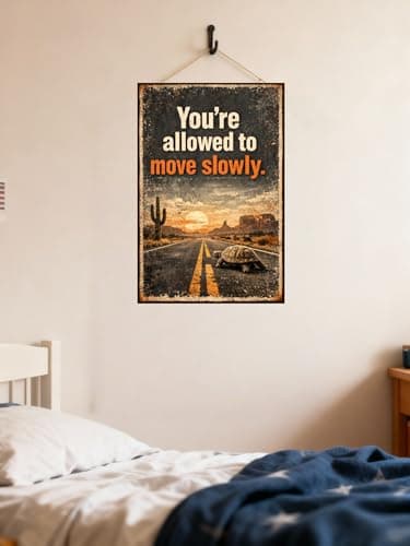Youre Allowed To Move Slowly Tin Sign Inspirational Quote Metal Wall Decor Desert Road Tortoise Sunset Scene Rustic Motivation Plaque Vintage Travel Art For Home Office Cabin 8x12 Inch - Thumbnail 3