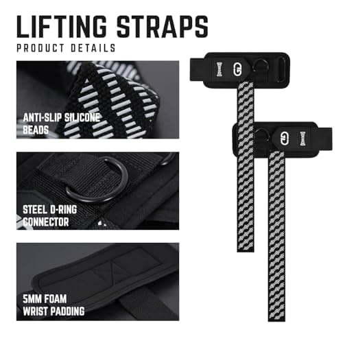 GOUNOD Lifting Wrist Straps with D Ring for Weightlifting & Gym – Heavy Duty Padded Wrist Support for Men & Women – Non-Slip Hand Grip Straps for Deadlifts, Pull Ups, Cable Machines & Bodybuilding - Thumbnail 2