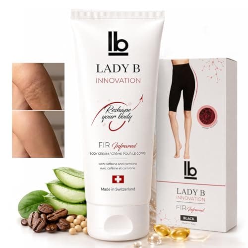 LADY B Firming Anti-Cellulite Body Lotion with Caffeine & Shea Butter – 6.8 Fl Oz Swiss Body Cream + Italian FIR Smartwear 2-in-1 Set, Invisible Shaping for Smooth Tight Skin, Clinically Tested （L/XL） - Image 1