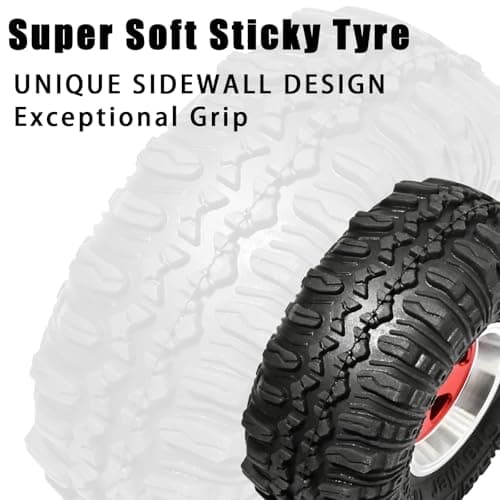 RcThjia 1.0 Beadlock Wheel Soft Tire Set RC Upgrade Part for Traxxas 1/18 TRX4M 1/24 RC Crawlers car Axial SCX24 FMS FCX24 Gladiator Bronco C10 JLU Deadbolt B17 Upgrade.(4Pcs/Set) - Thumbnail 3
