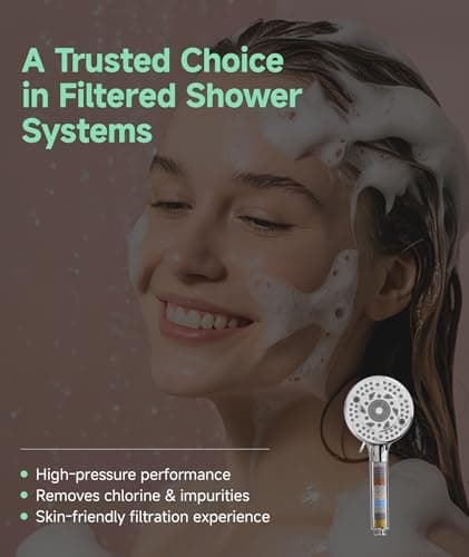 SunCleanse Filtered Shower Head with Handheld, 9-Spray Setting Detachable Showerhead with Filters, Shower Head for Hard Water - Filtered Chlorine, Improve Skin and Hair Texture, Chrome - Thumbnail 3