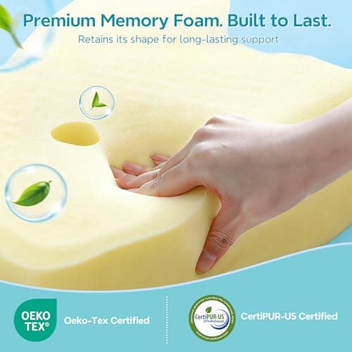 ZeroZillo Cervical Neck Pillow for Sleeping, Ergonomic Memory Foam Pillow for Neck Pain Relief, Dual Height Contour Support for Side and Back Sleepers, Cooling Breathable Pillowcase, Grey - Thumbnail 5