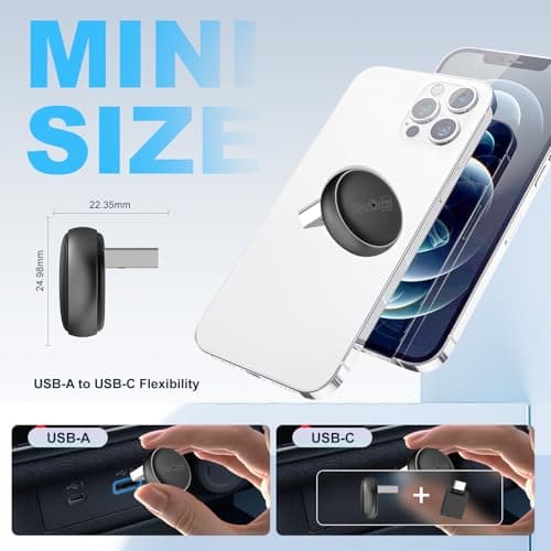 Carlinkit Mini Ultra Wireless CarPlay & Android Auto Adapter, Convert Factory Wired to Wireless, USB-A/USB-C Fast Connection for iPhone & Android 11+, Plug & Play Car Play Dongle, OTA Upgrade - Thumbnail 6