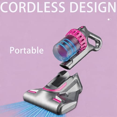 AMZAREA Mattress Vacuum Cleaner Cordless: 16Kpa Bed Vacuum Cleaner with 253.7nm UV-C Light 8000/min Pat Triple Filtration Portable Vacuums for Sofa Bed (BLACK01) - Thumbnail 6