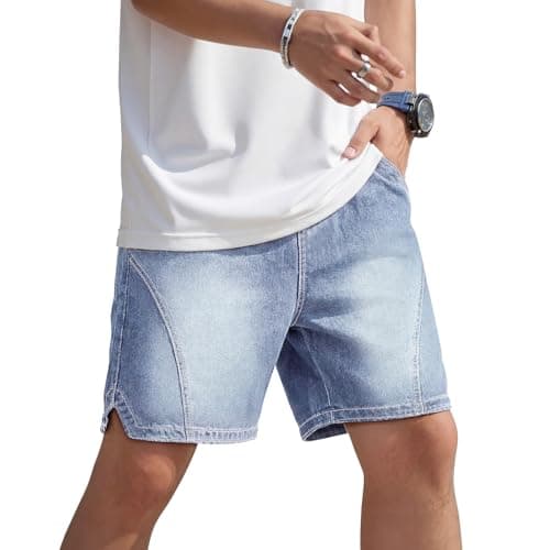 Heyfanee Mens Baggy Jorts Y2k Elastic Waist Jean Shorts Men Big and Tall 7 Inch Denim Shorts for Men Loose Fit Blue 36 - Image 1