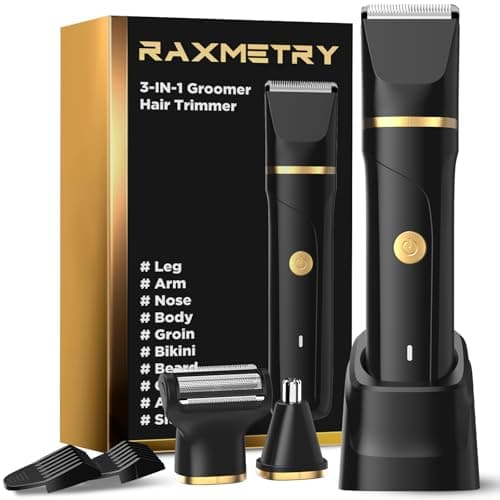 Beard Trimmer for Men,Manscape 3-in-1 Electric Razor Groin Groomer,IPX7 Waterproof Wet/Dry,Versatile Body Hair Trimmer for Ball/Beard/Nose,USB Rechargeable & Nose/Shaves Head,Christmas Gifts for Men - Image 1