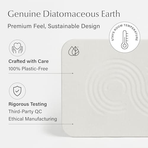 Dorai Home Bath Stone Mat 23.6"x15.4" – Quick-Dry, Non-Slip Diatomite Stone Bath Mat for Bathroom, Zen Sandstone - Thumbnail 5